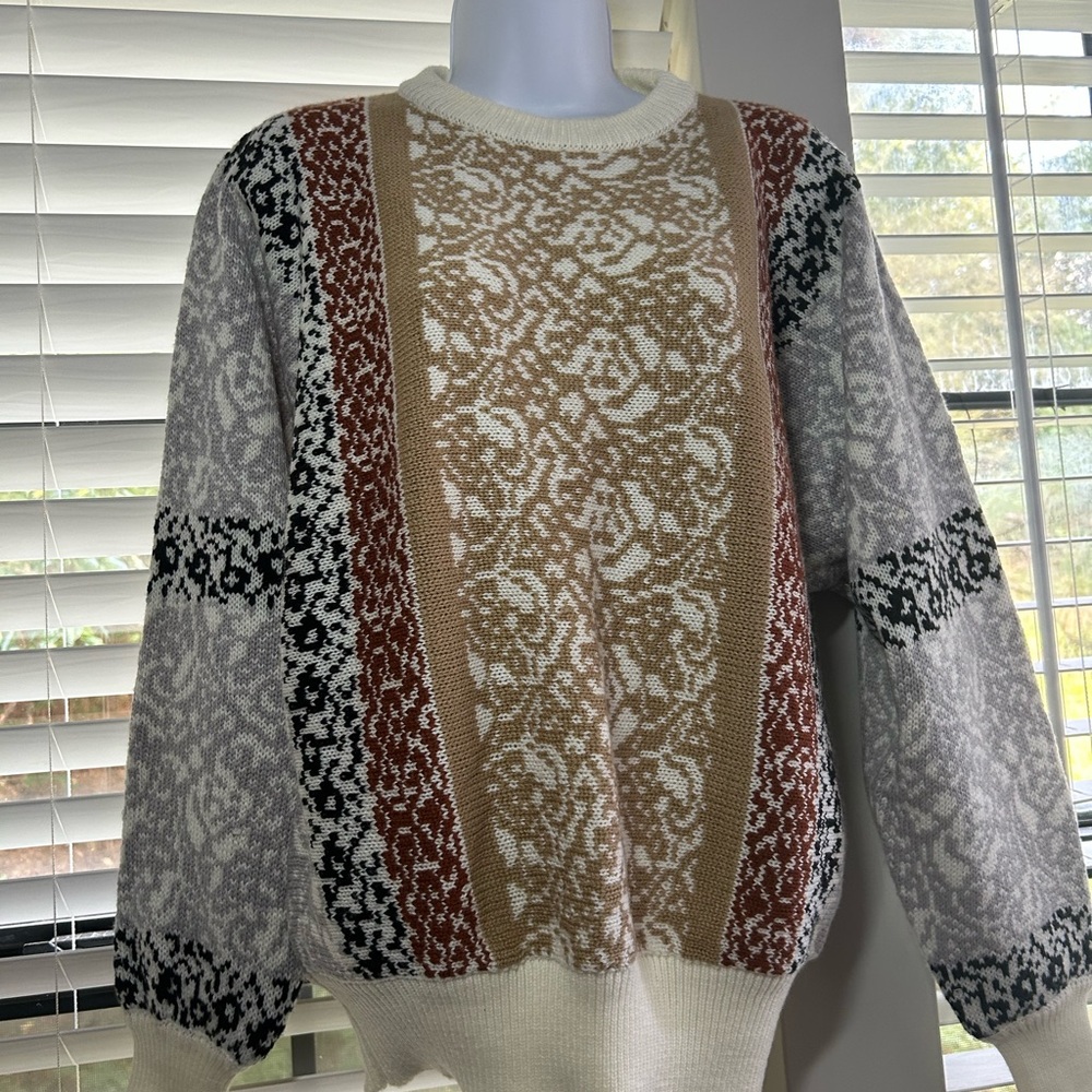 CARRIAGE COURT VTG size 1X Women's Multicolor Patterned Sweater like New